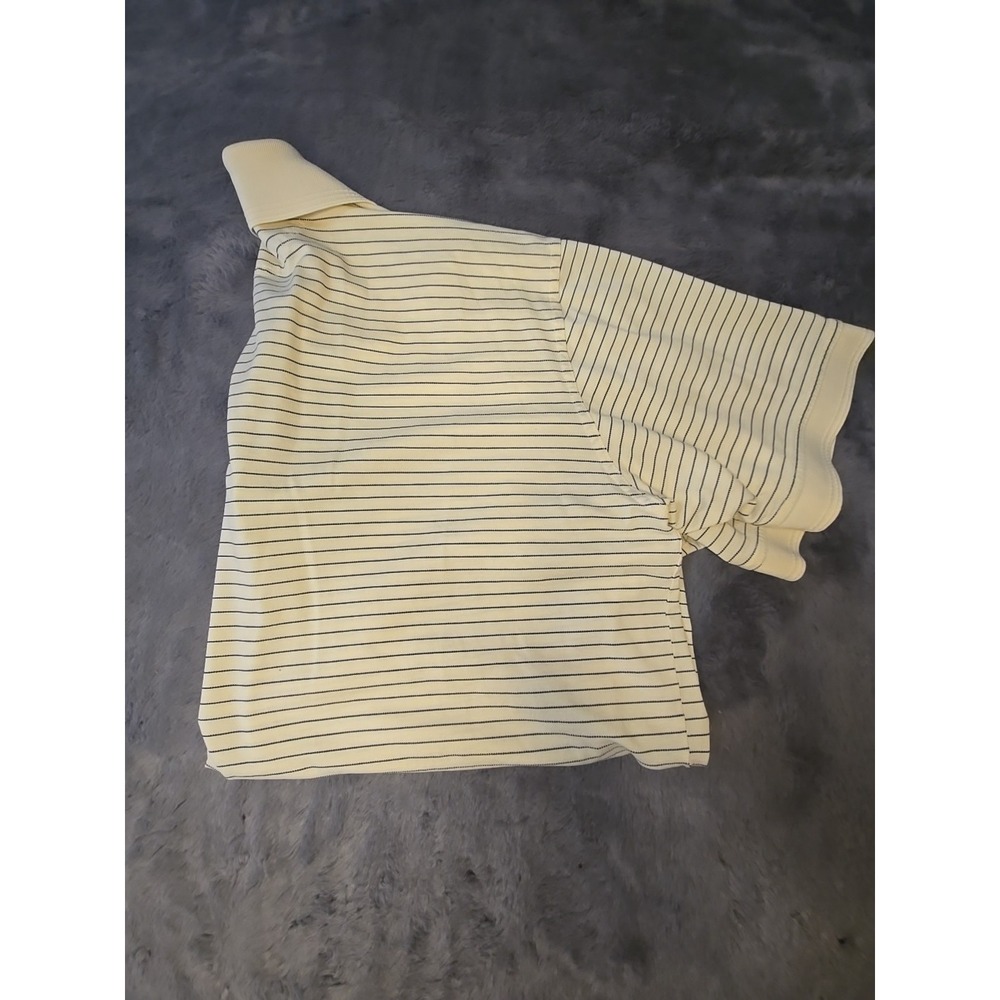 Vintage Greg Norman Collection Polo Shirt Mens XL Striped Cream Black  Cotton - Picture 9 of 12